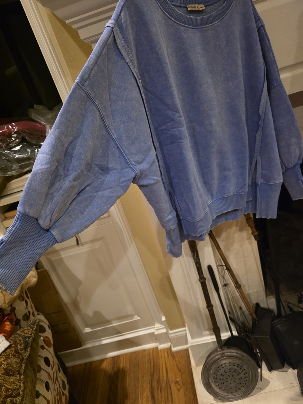 Zenana Outfitters Washed Marlin Wide-Leg Pants And Batwing Sweatshirt Set - Picture 3 of 7